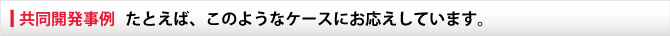 共同開発事例 たとえば、このようなケースにお応えしています。